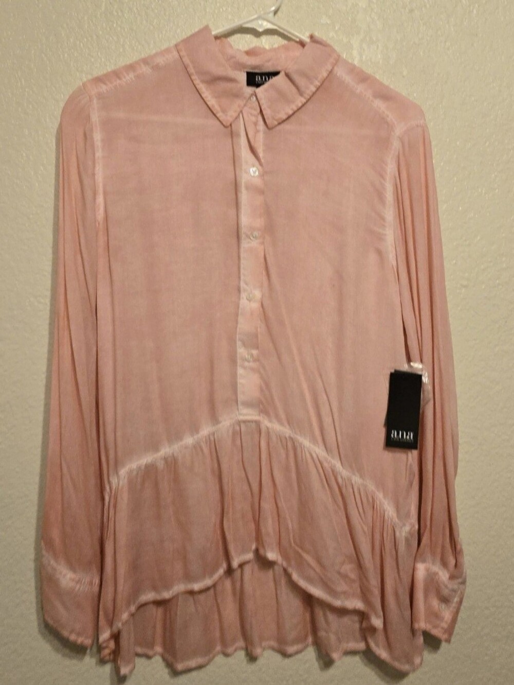 A.n.a new with tags large 100% rayon light pink boho high low flowy button down